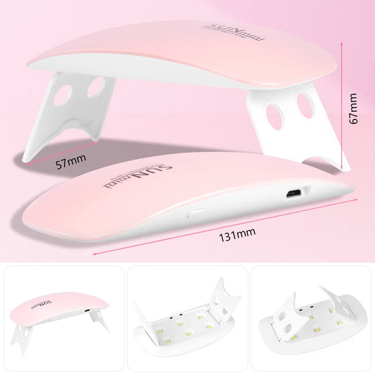 UV LED Nail Lamp: UV Light for Gel Nails, 6W Mini USB Portable Lamp Fast Drying Gel Polish Curing Light 60S Timer Dryer Manicure Salon Home DIY
