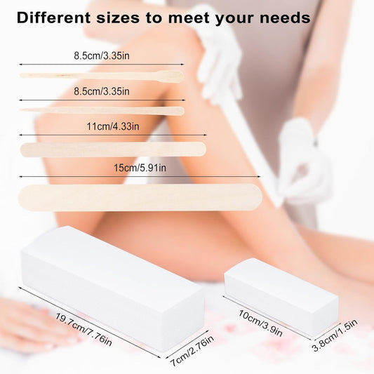 Factory Sales Disposable Wax Strips and Sticks Kit  Non Woven Waxing Strips 500 Pcs Assorted Applicator Sticks Soft Wooden Facial Body for Eyebrow Hair Removal Spa Home Women Men Leg
