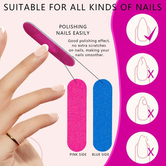 Mini  Nail Files for Nature Nails Small Disposable Double Sided Colorful Nail File Bulk for Home Salon