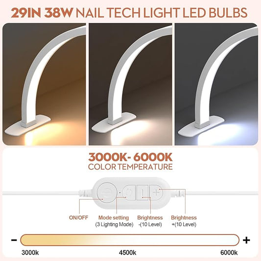 Wholesale Half Moon Nail Lamp for Desk,  Light Adjustment Lash Lamp,  40W Led Lash Light for Nails, Eyelash Extensions,  Makeup, Tattoo, Spa, Desk Lamp for Nail Tech