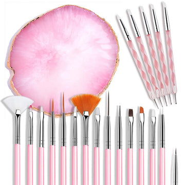 Best price Nail Art Brushes Nail Art Tool Set Resin Palette Nail Art Painting Mixed Color 2 Way Acrylic Silicone Carving Pen Dotting Pen Tool Manicure Kit DIY Makeup Display Board for Home Salon