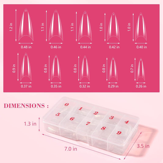 Half Cover Soft Gel Nail Tips Medium Stiletto False Nails Almond Shape Curved Tips for Acrylic Nails Salon Home DIY
