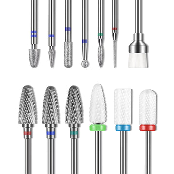 Professional Nail Drill Bits, Tungsten Carbide Ceramic Efile Cuticle Remover Bits with Brush, Cuticle Efile Remover Bits for Home Salon Nail Manicure