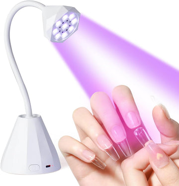 LED UV Nail Lamp, Mini U V Light for Gel Nails Flash Curing, 18W Rechargeable LED Nail Light Dryer with 60s Timers, Fast Curing Gooseneck UV lamp for Gel Nails for Home DIY Manicure