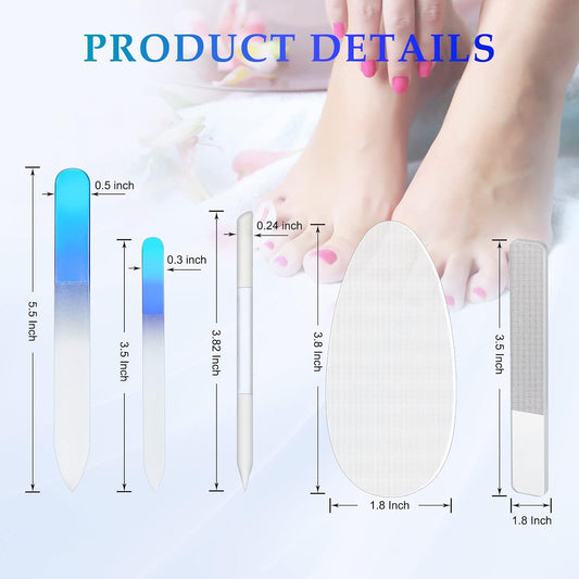 Factory Direct Selling Nail File and Nail Shiner Set Manicure Pedicure Glass File Buffer Cuticle Trimmer Nano Finger Nano Foot Scrubber Callus Remover Foot Care Pedicure Fingernails Toenail