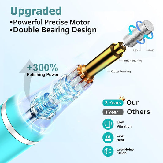 Electric Nail File, Cordless Nail Drill with Light for Acrylic, Gel Nails, 12 in 1 Personal Polish Manicure Tools with Nail Drill Bits for Salon Home Use (