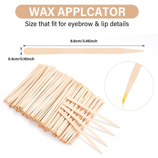 Professional Spa Wooden Wax Sticks - Eyebrow, Lip, Nose Small Waxing Applicator Sticks for Hair Removal and Smooth Skin - Spa and Home Usage