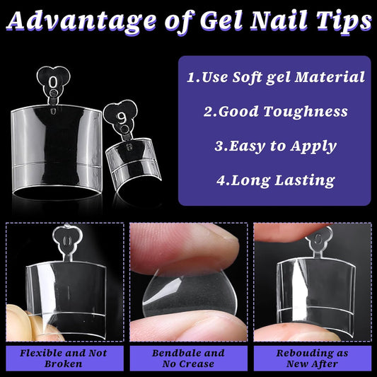 240pcs Toe Nail Tips Toenail Kit Squoval Fake Toe Nails Clear Soft Gel Toenail Tips Reusable Nail Kit Gels Press on Toes Nails Tip for Salon and Foot Pedicure Manicure