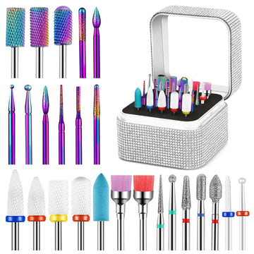 Hot Selling Nail Drill Bit Holder, Dustproof Rhinestones Drill Bit Organizer Case 30 Holes Efile Nail Tech Bits Storage Container Box Manicure Tools E file Accessories Collector for Salon, Travel, Home
