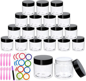 5ml Empty Glass Jars with Black Lid, Clear Airtight Cosmetics Container Bulk Refillable Tiny Sample Jar for Cosmetics, Lotion, Cream, Samples, Wax, Skincare, Travelling, Retail Store