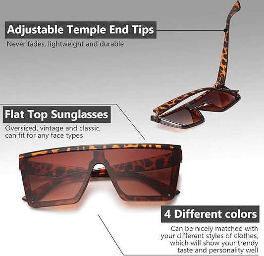 Wholesale  Oversized Flat Top Sunglasses Vintage Square Sunglasses Unisex Square Shade Glasses for Men Women  for Driving Fishing