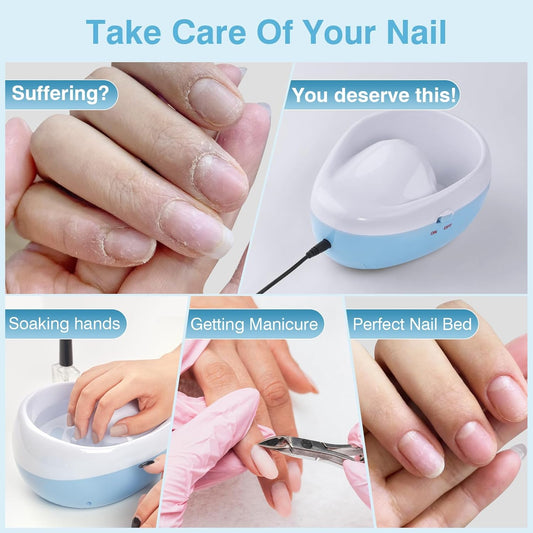 Electric Nail Soaking Bowl Manicure Soaking Bowl Bubble Jet Spa Massage Hand Bowl Nail Care Salon Machine for Softening Cuticles to Get Manicure