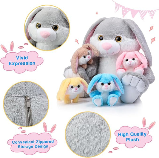 Wholesale Easter Bunny Stuffed Animal with Cute Baby Rabbit Floppy Ear Plush Toy Surprise Gifts for Kids Boys Girls