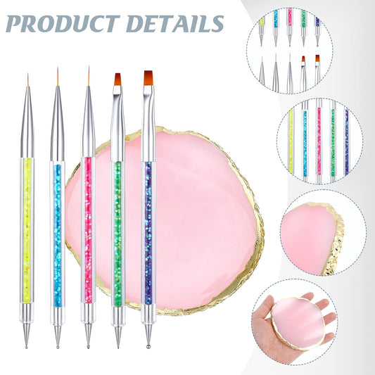 High Quality Nail Art Brushes, Resin Nail Art Polish Palette, Nails Polish Arts Mixing Palette Nails Tech Supplies Tools, Gel Painting Brush for Home SalonMixed Paint Drawing Color
