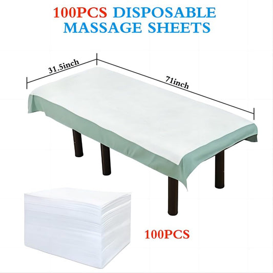 100Pcs Disposable Massage Table Sheets 31.5" x 71" Non-Woven Fabric Bed Covers for Ultimate Hygiene and Comfort in Massage, Tattoo, and Spa Treatments, Breathable and Durable Sheets