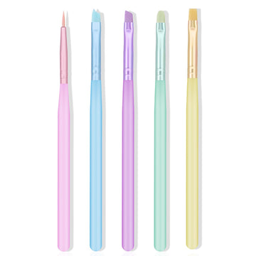 Good Price Gel Polish Nail Brush with Liner, Flat, Angled & Dotting Tips – Acrylic Nail Art Design Tools for DIY Manicure, Nail Extension, Salon Use – Pastel Colors with Gift Box