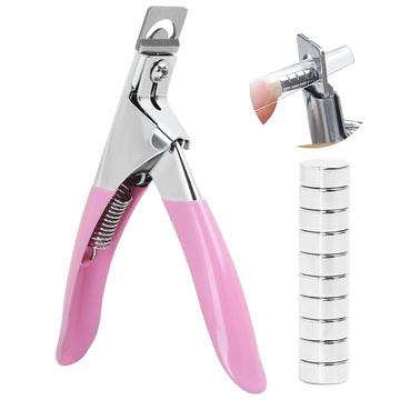 Hot sale Adjustable Nail Clippers with Magnets Sizers for Acrylic Nails, Stainless Steel Nail Cutter Trimmer for Artificial Fake False Tips Manicure Sharp Blade Clip Tool for Salon Beauty