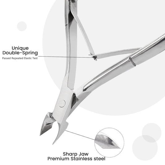 Professional Cuticle Trimmer Nail Cuticle Cutter Stainless Steel Cuticle Nippers with Sharp Blades of Cuticle Remover Clippers Manicure Tools Double Spring for Nail Care Pedicure Nail Tools