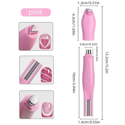 Multifunctional 3 in 1 Cat Eye Nail Magnet Set Tool Supplies, Pink Y-Shaped Magnet Bar Heart Cat Eye Tools Supplies for Nails, DIY Design Allowed for Women Nail Studio & Salon