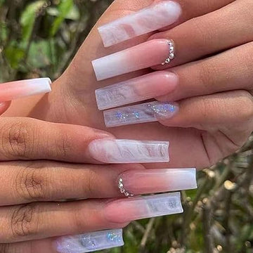 Wholesale High Quality Long Press on Nails Square Nails Tips Full Cover Crystal Design False Nails for Women and Girls