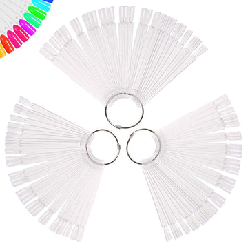 Best Price Clear Nail Swatch Sticks with Ring, 2Styles Fan-Shaped Nail Art Polish Display Tips, False Nail Sample Sticks, Nail Practice Color Display Polish Board for Nail Art Polish Salon DIY Women's Day