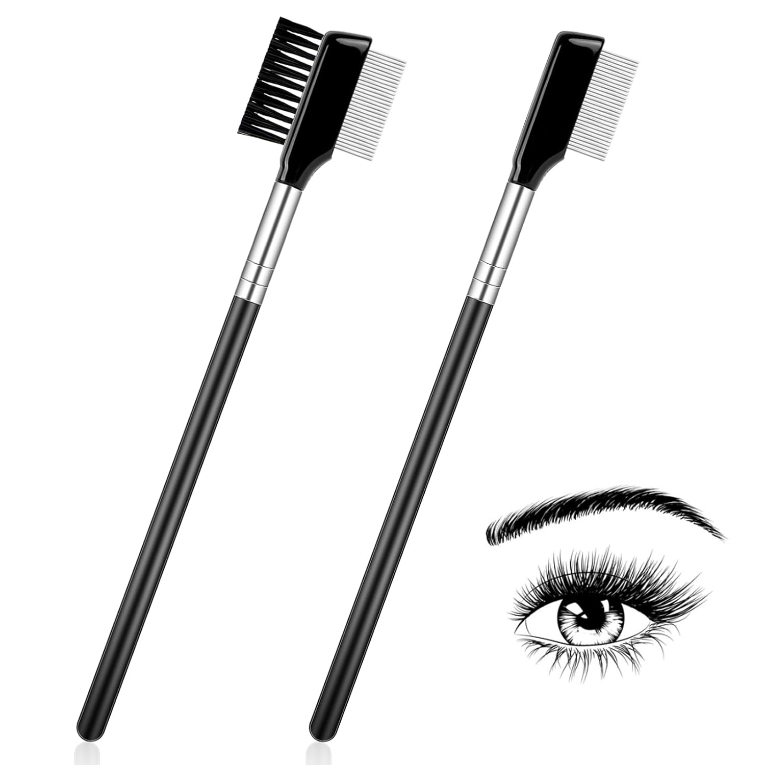 Best Price Eyebrow Brush Comb and Eyelash Comb Separator, Eyebrow Makeup Brush Wands Eyebrow Lash Separator Tool for Eliminating Mascara Clumps, Grooming Shaping Brow, Separating Lashes, Eyelashes Extension