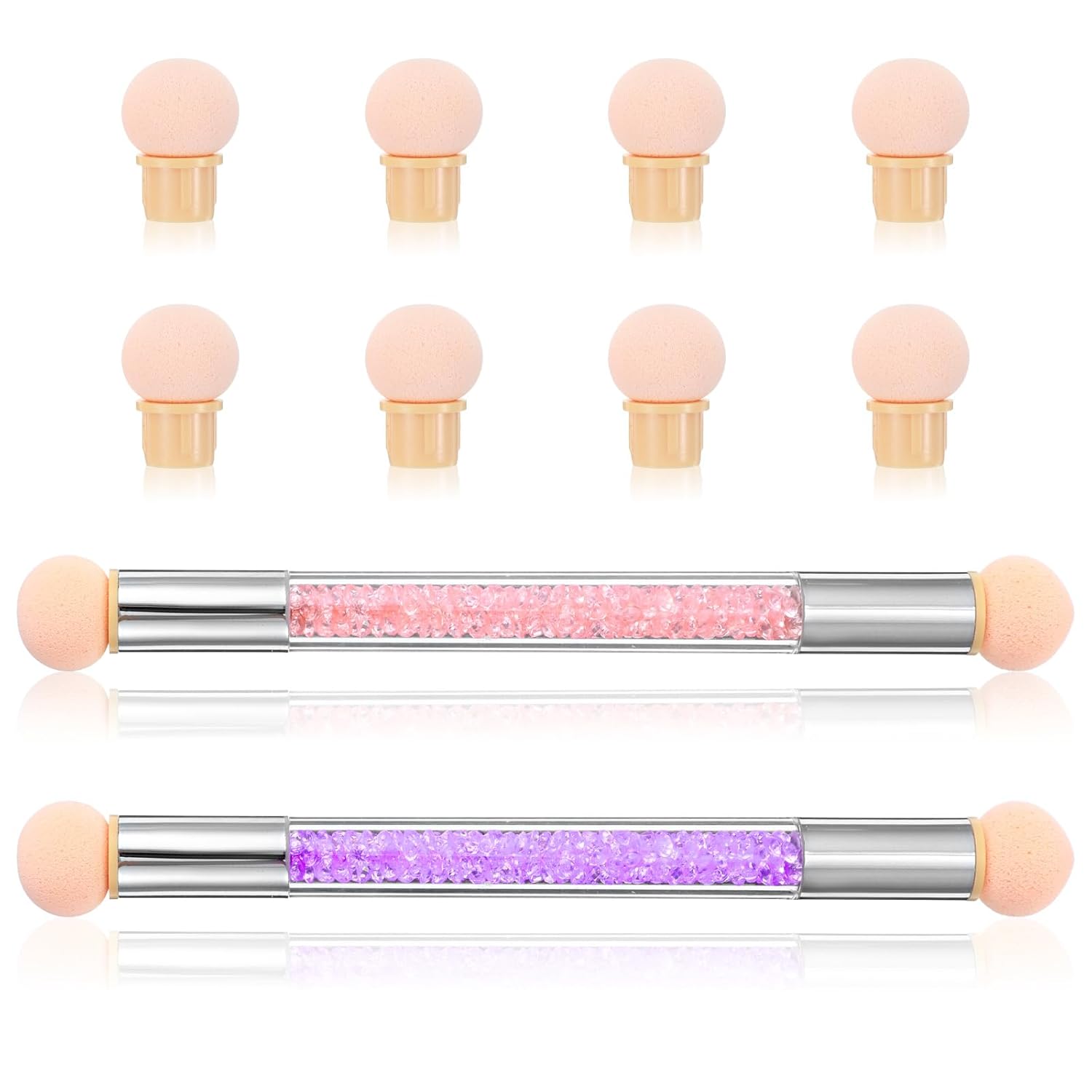 High Quality Nail Sponges For Ombre Nail Brush Sponge,2pcs Nail Sponge Pen,Double-Head Ombre Brush For Gel Nails With 8 Pcs Replacement Head,Nails Art Design Brushes,Gel Acrylic Manicure Brushes