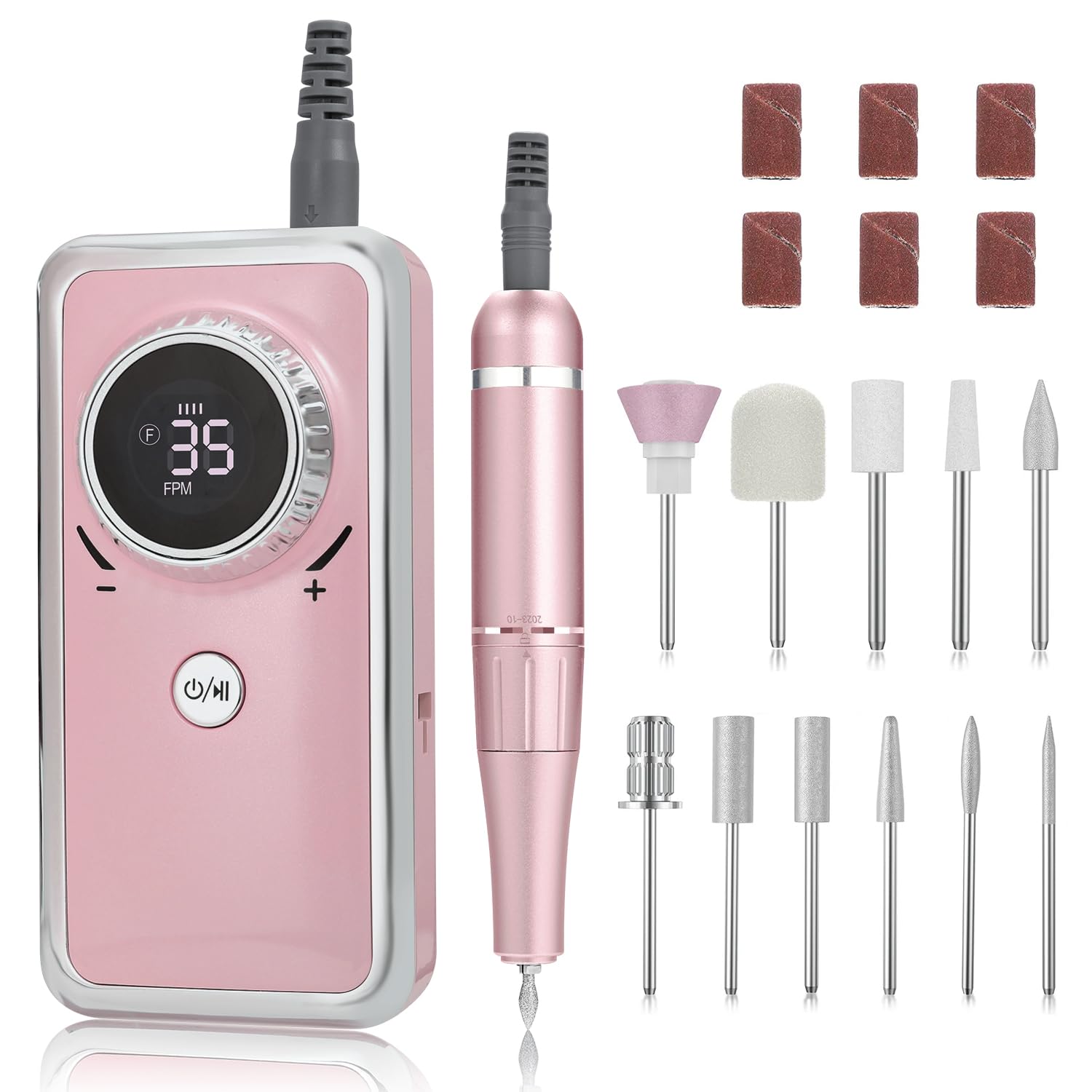 Portable Efile Nail Drill with 11Pcs Nail Drill Bits, Rechargeable Nail Drill Machine with LCD Display for Acrylic Nail Remove Gel Polish for Home Salon Use