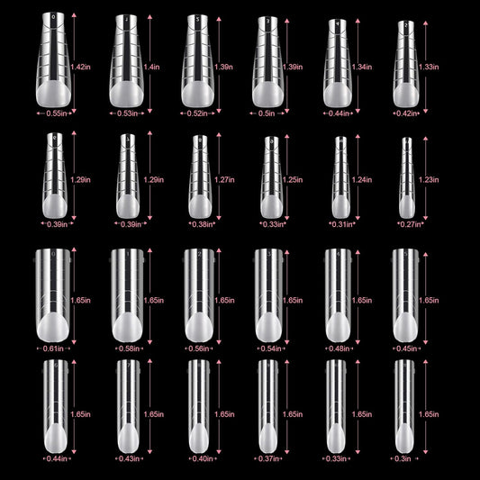 Factory Price Nail Dual Forms for French Nails, Dual Nail Forms Molds Acrylic Nail Tips, 96PCS Duet System Dual Forms Sticker Silicone Reusable Pads, 4 Styles 12 Sizes Scale for Manicure Extension