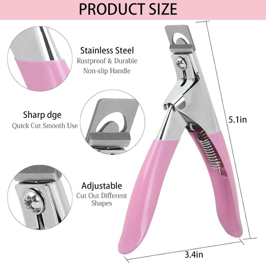 Hot sale Adjustable Nail Clippers with Magnets Sizers for Acrylic Nails, Stainless Steel Nail Cutter Trimmer for Artificial Fake False Tips Manicure Sharp Blade Clip Tool for Salon Beauty