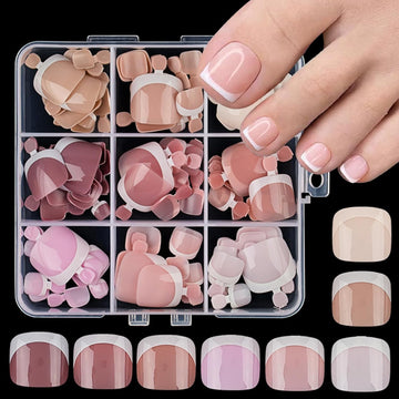 Soft Gel Toe Nails,  Short Square Matte, Full Cover Fake Toenails Tips for Extensions, Clear, Home Salon Pedicure