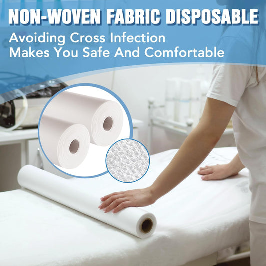 Disposable Non woven Bed Sheet Roll with Face Hole -Soft and Durable Table Cove Ideal for Spa, Massage Table, Tattoo, Waxing Table