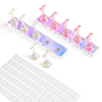 Manicure Practice Stand Nail Stand for Press On Nails – 2 Set Acrylic Nail Holders For Painting Nails, 10 Nail Stand, 60Pcs Adhesive Putty Clay,Nail Art Practice Kit for Salon & Home