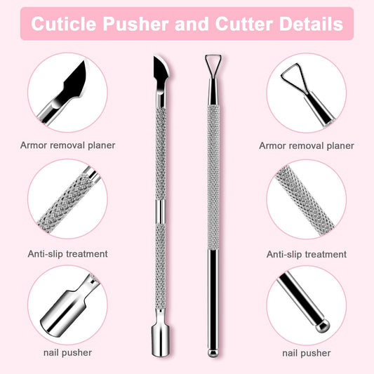 Best  Price Cuticle Pushers and Nail Polish Remover, Stainless Triangle Nail Scraper Professional Durable Tool for Gel Removal, Nail Care Polish for Women Home Manicure Pedicure Tools Kit