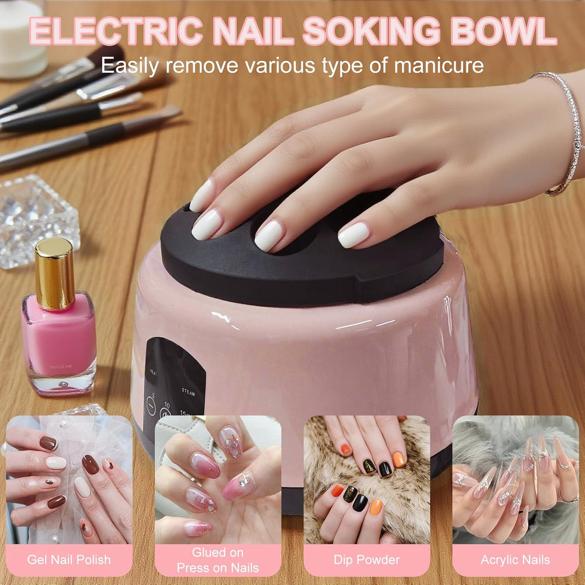 Electric Nail Remover Tool - Fast Soak Off Acrylic Nail Remover & Stea