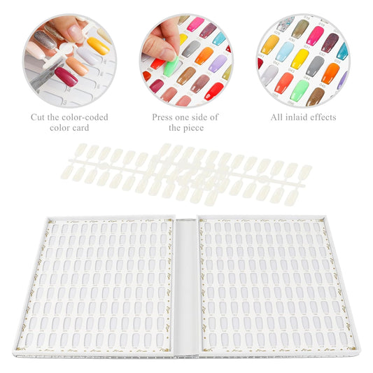 Factory Nail Display Book, Nail Gel Polish Display Chart with 480 Nail Tips, Nail Polish Sample Display Book for Nail Salon and Nail Painting Practice,