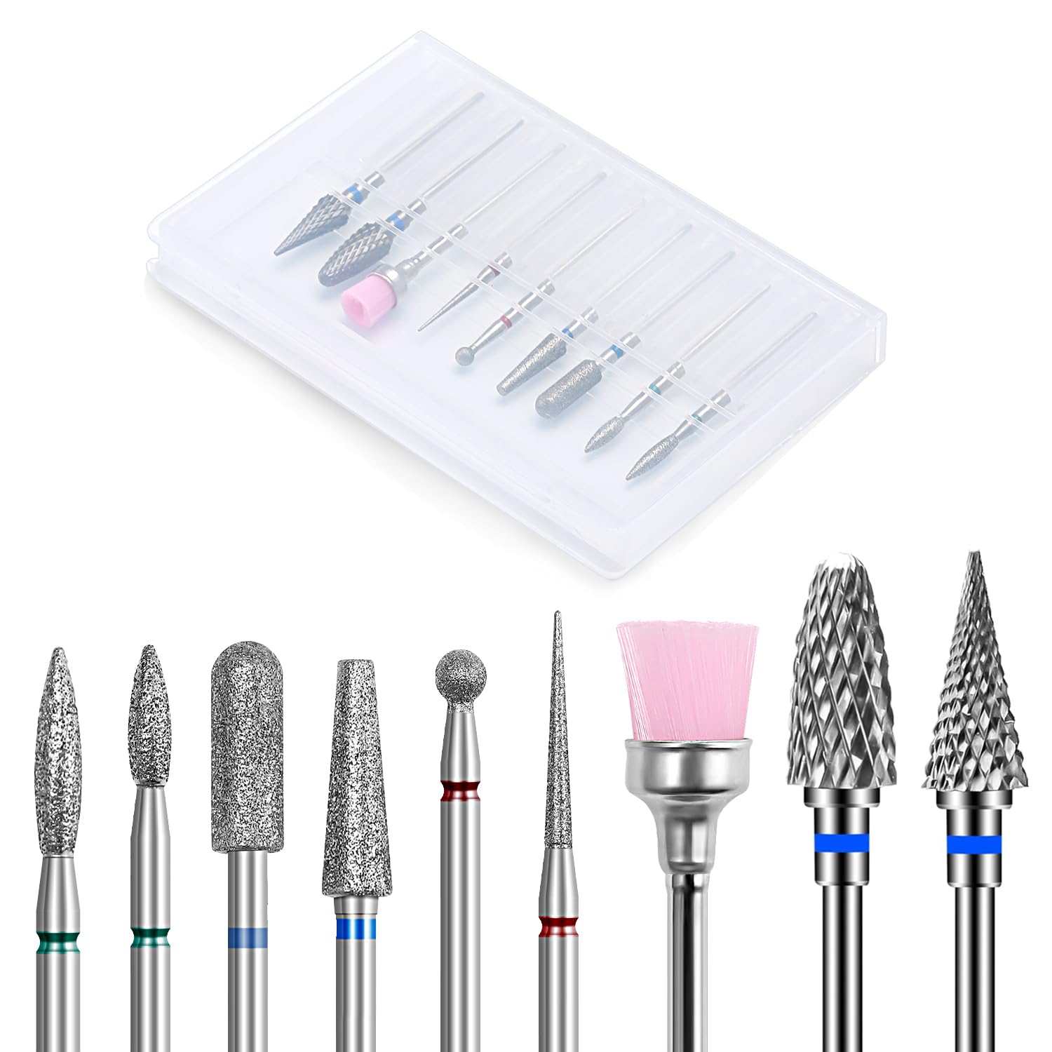 Factory Supply  Drill Bits Set, Professional Cuticle Nail Drill Bits for Dead Skin 3/32'' Nails Dry Manicure Pedicure Shape Remove Nail Salon Tools