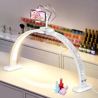 high quality Half Moon Light for Nail Desk: 31-inch Manicure Table Light with Phone Holder for Beginner DIY - 48W Professional Half Moon Lamp for Nail Tech