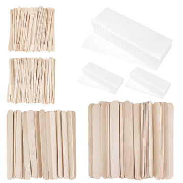 Factory Sales Disposable Wax Strips and Sticks Kit  Non Woven Waxing Strips 500 Pcs Assorted Applicator Sticks Soft Wooden Facial Body for Eyebrow Hair Removal Spa Home Women Men Leg