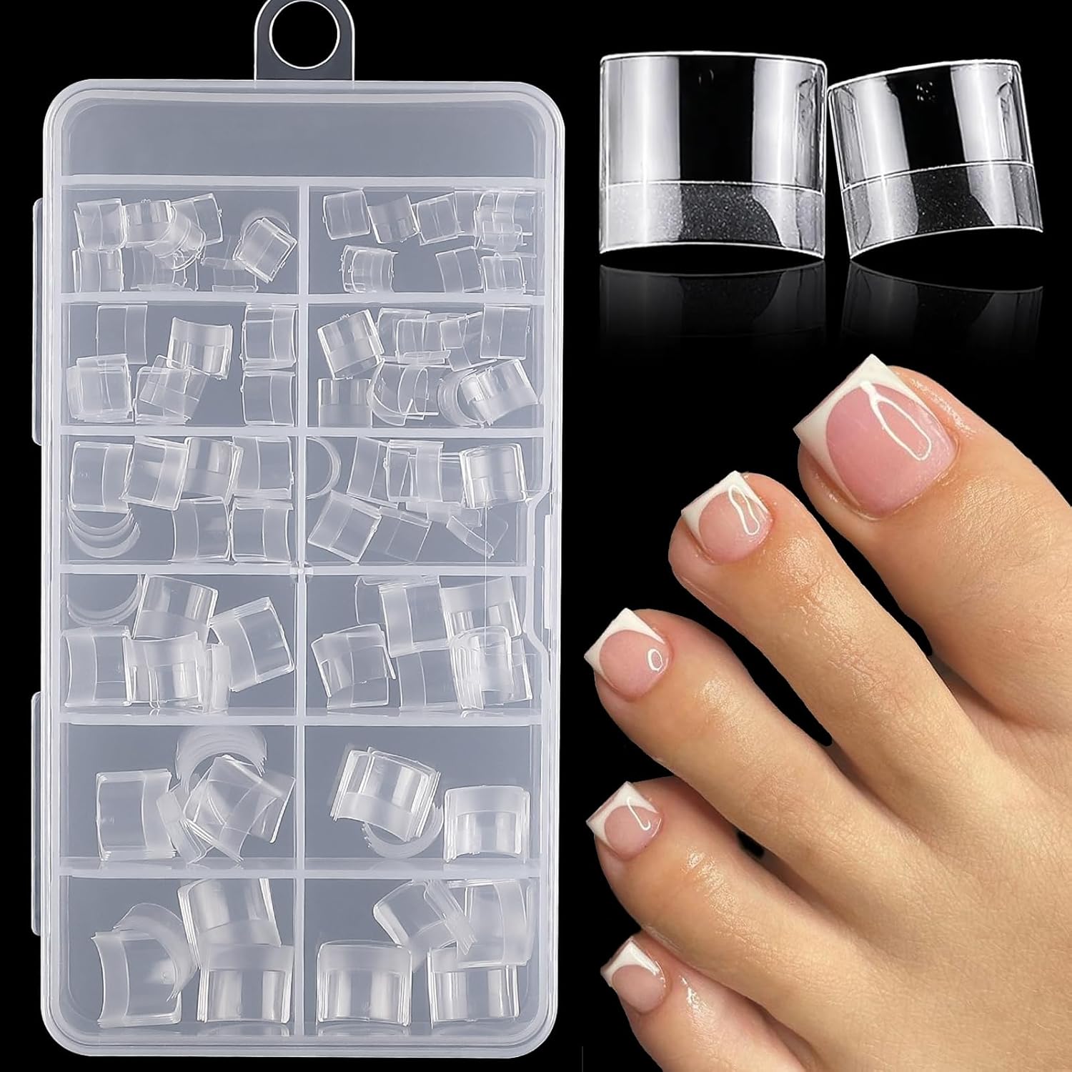 240pcs Toe Nail Tips Toenail Kit Squoval Fake Toe Nails Clear Soft Gel Toenail Tips Reusable Nail Kit Gels Press on Toes Nails Tip for Salon and Foot Pedicure Manicure