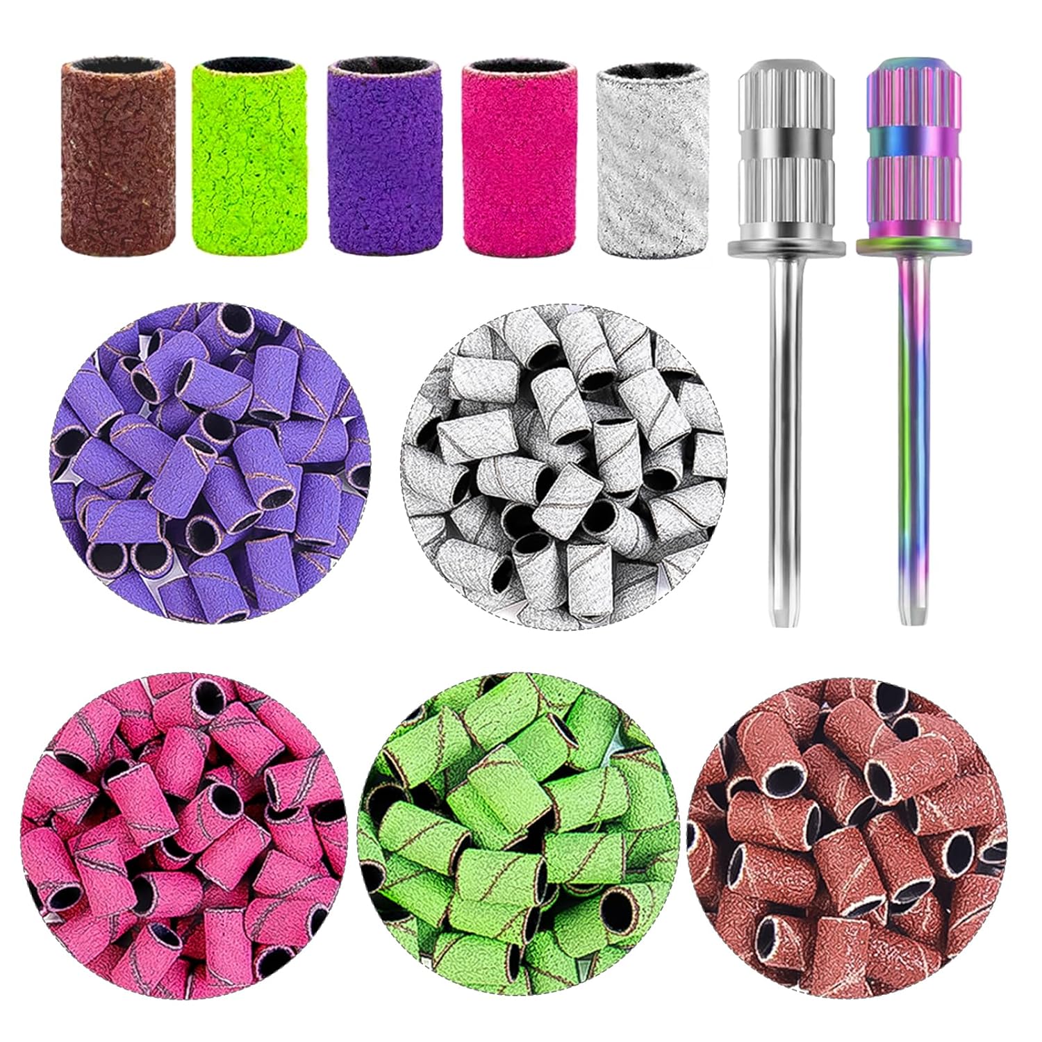 Wholesale Fast Delivery Sanding Bands for Nail Drill, 100Pcs Fine Grit Nail Sanding Bands for Nail Drill with 3/32” Nail Sanding Bit for Natural Nail, Sanding Band for Nail Drill Set for Manicure & Pedicure