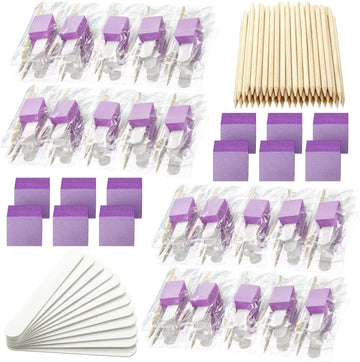 Disposable Manicure Kit, Individually Package Nail Kit,Manicure Set with Mini Nail File,Mini Nail Buffer,Nail Stick for Salon Home