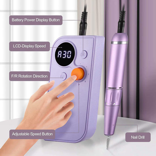 Portable Nail Drill Kit Rechargeable Machine Set for Acrylic Nails, Polishing, Manicure Pedicure Tool