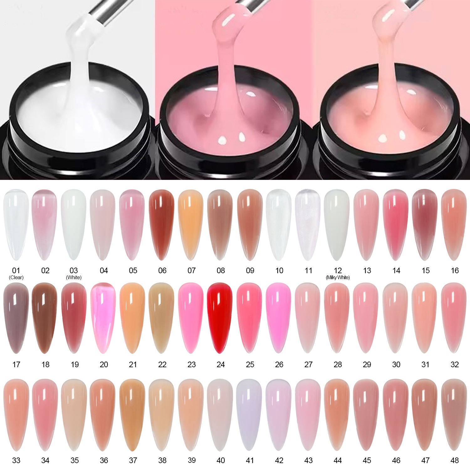 Professional Nail Extension Gel, Clear Builder Nail Gel Long Lasting Trendy Nail Art Design Nail Strengthener Nails Enhancement Gel for Salon Manicure Beginner Easy DIY at Home